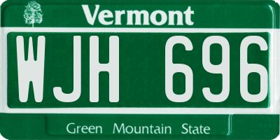 VT license plate WJH696