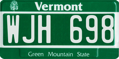 VT license plate WJH698