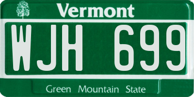 VT license plate WJH699