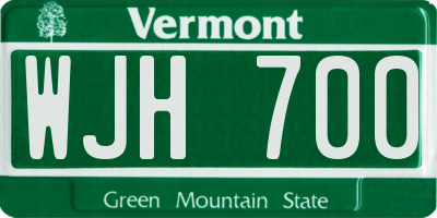 VT license plate WJH700
