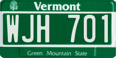 VT license plate WJH701