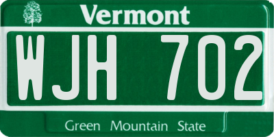 VT license plate WJH702