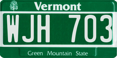 VT license plate WJH703