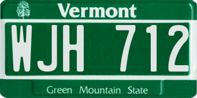 VT license plate WJH712