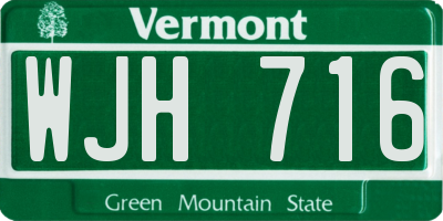 VT license plate WJH716
