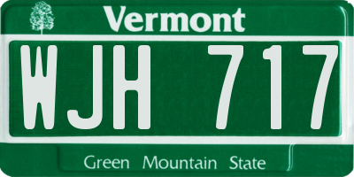 VT license plate WJH717