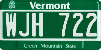 VT license plate WJH722