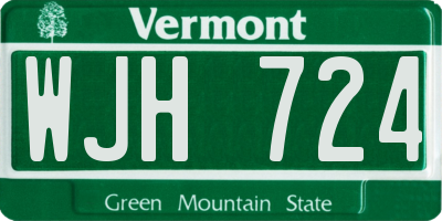 VT license plate WJH724