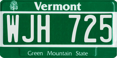 VT license plate WJH725