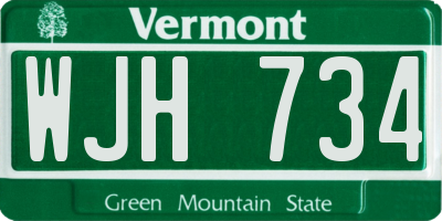 VT license plate WJH734