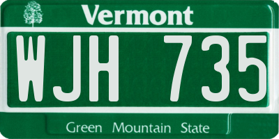VT license plate WJH735