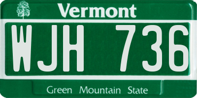 VT license plate WJH736