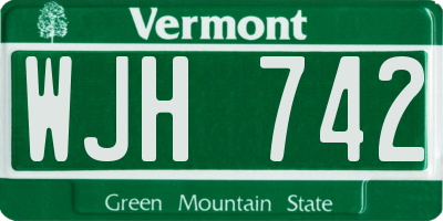 VT license plate WJH742