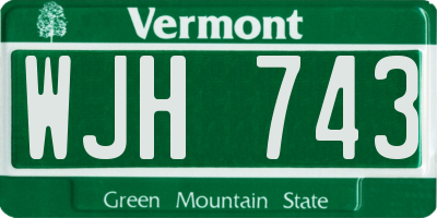 VT license plate WJH743