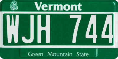 VT license plate WJH744