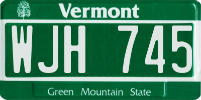 VT license plate WJH745