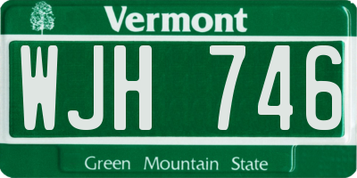VT license plate WJH746
