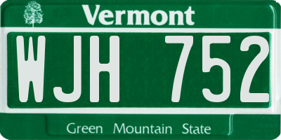 VT license plate WJH752
