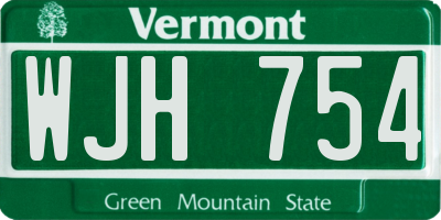 VT license plate WJH754