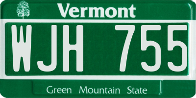 VT license plate WJH755