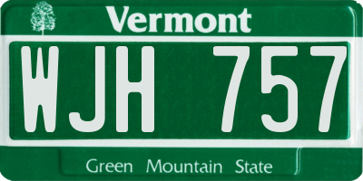 VT license plate WJH757