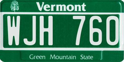 VT license plate WJH760