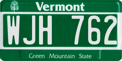 VT license plate WJH762