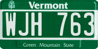 VT license plate WJH763