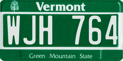 VT license plate WJH764