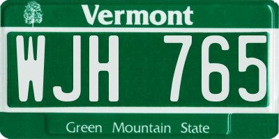 VT license plate WJH765