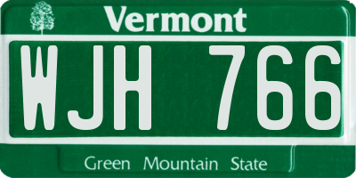 VT license plate WJH766