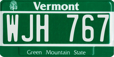VT license plate WJH767