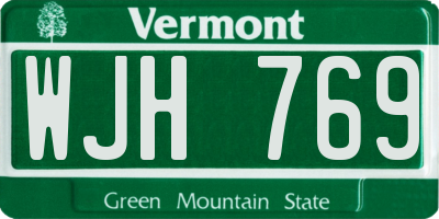 VT license plate WJH769