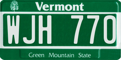 VT license plate WJH770
