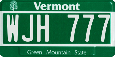 VT license plate WJH777