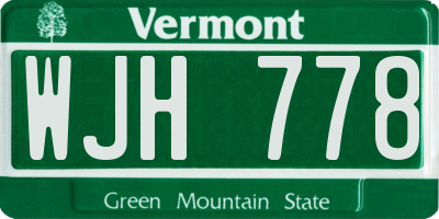 VT license plate WJH778