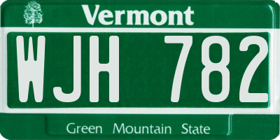 VT license plate WJH782