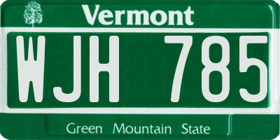 VT license plate WJH785