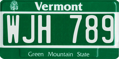 VT license plate WJH789