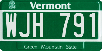 VT license plate WJH791
