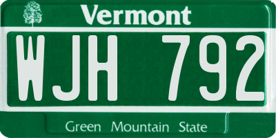 VT license plate WJH792