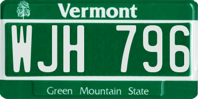 VT license plate WJH796