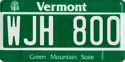 VT license plate WJH800