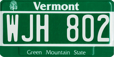 VT license plate WJH802