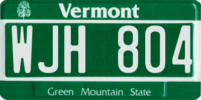 VT license plate WJH804