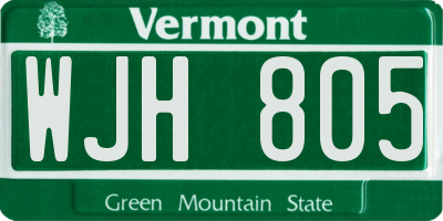 VT license plate WJH805