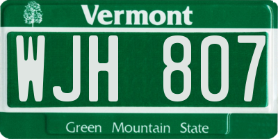 VT license plate WJH807