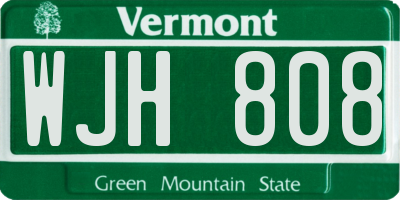VT license plate WJH808