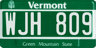 VT license plate WJH809