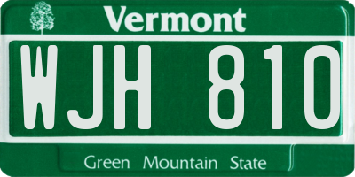 VT license plate WJH810